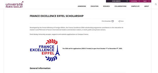 eiffel excellence scholarship application steps
