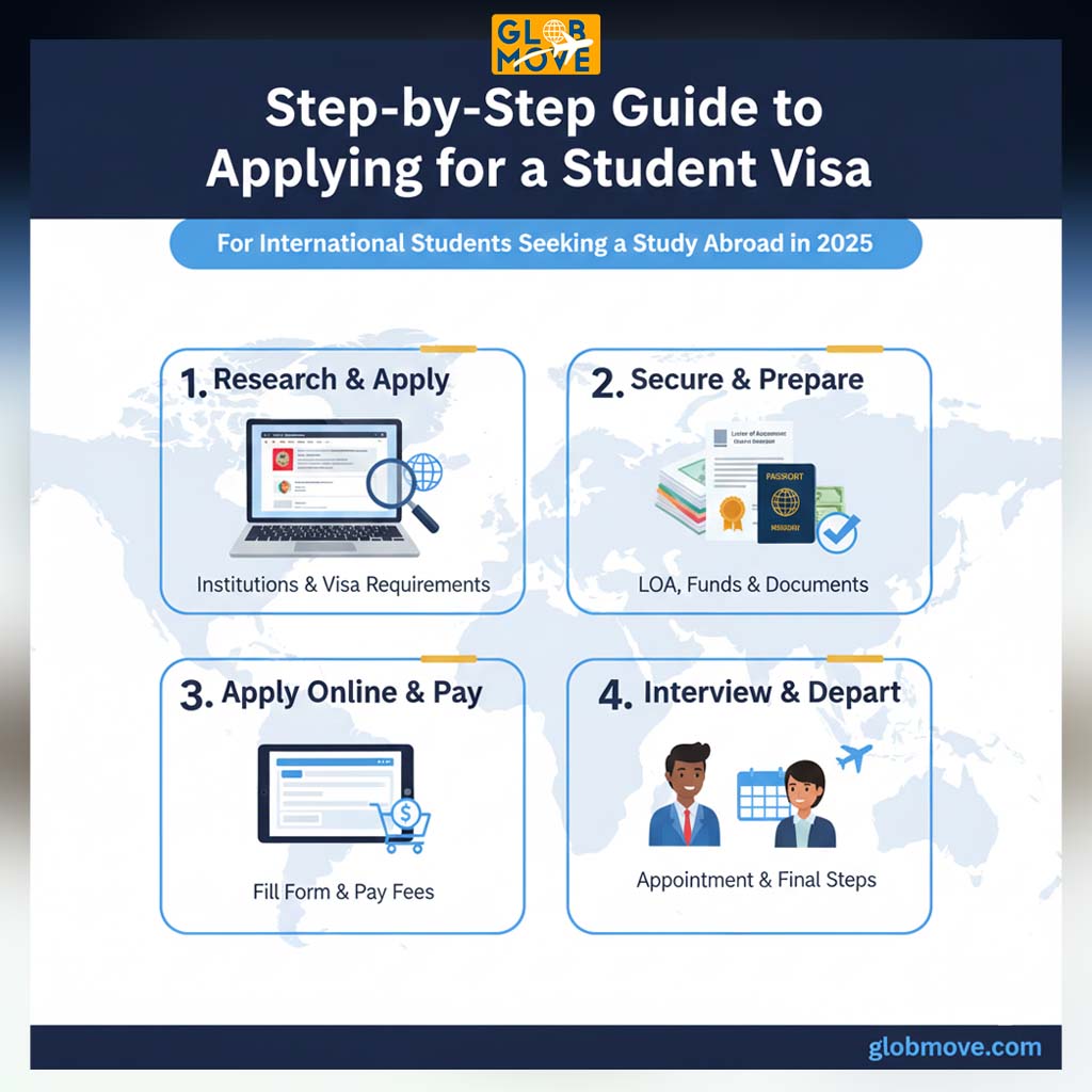 Step-by-Step Guide to Applying for a Student Visa - Globmove