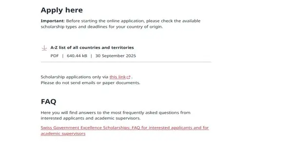 swiss government excellence scholarships 2026 application steps