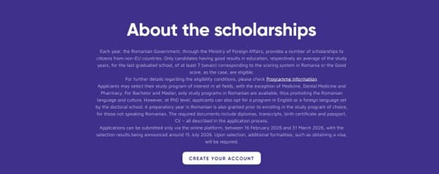Romanian Government Scholarship 2026 application steps 2